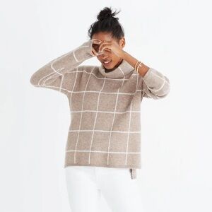 Madewell Windowpane Turtleneck Sweater Size Small
